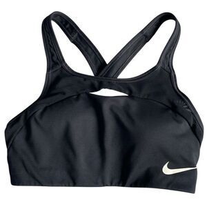 EUC! Nike Black Sports Bra Cut w/ Cut Out, Mesh Trim, Cross Back - Size XS